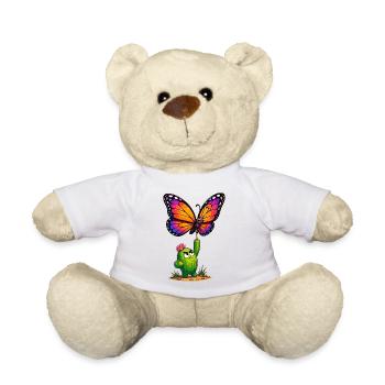 Colorful butterfly meets cactus hero - Teddy Bear - white - Front