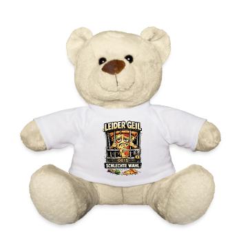 Leider Geil Pizza Fun Shirt - Teddy - Weiß - Vorne
