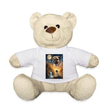 Hurlant à la Lune, chien meme Carlin - Nounours - blanc - Devant