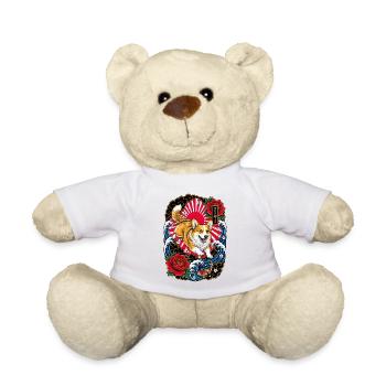 Pembroke Welsh Corgi im Japan Tattoo Stil - Teddy - Weiß - Vorne