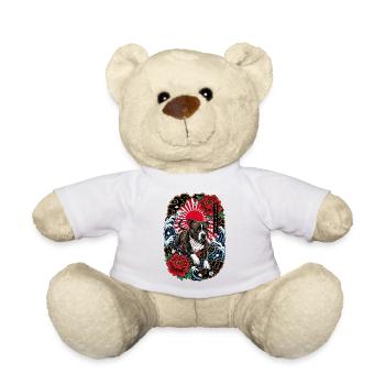 Staffordshire Bull Terrier im Japan Tattoo Stil - Teddy - Weiß - Vorne