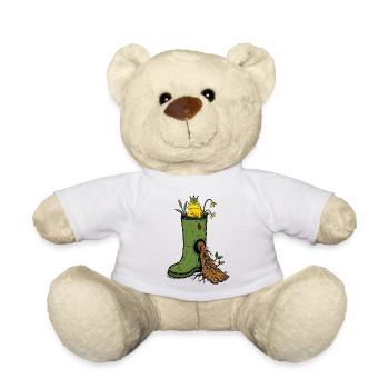 Frog King Rubber Boot Garden Doodle - Teddy Bear - white - Front