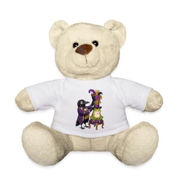 Rabe als Hutmacher mit Frosch im Zauberzylinder - Teddy - Weiß - Vorne