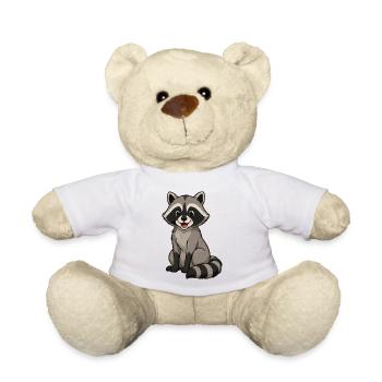 Cheerful raccoon cartoon motif - Teddy Bear - white - Front