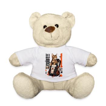 Born to Explore – Adventure Bengal Cat - Teddy Bear - white - Front