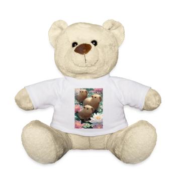 Pastel lotus capybaras - Teddy Bear - white - Front