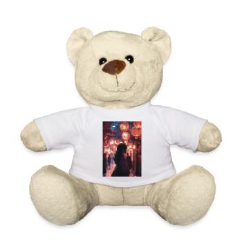 Silhouette under red night lanterns - Teddy Bear - white - Front