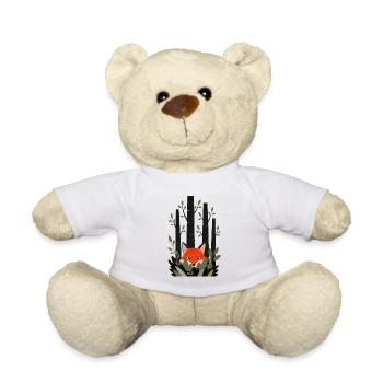 Fox peeping through leaves - Teddy Bear - white - Front