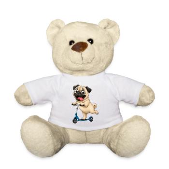 Carlin, trottinette, trottinette, dessin animé drôle - Nounours - blanc - Devant