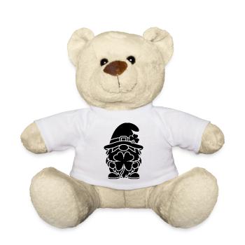 Lucky Dwarf with Shamrock - Teddy Bear - white - Front