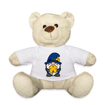 Colorful Lucky Dwarf with Shamrock - Teddy Bear - white - Front