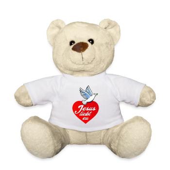 Jesus liebt eu - Teddy - Weiß - Vorne