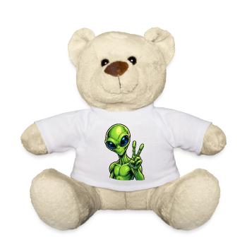 Alien Peace Zeichen - Teddy - Weiß - Vorne