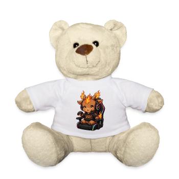 Kawaii Gamer Girl Fire Goat Shirt | Pink Headset  - Teddy - Weiß - Vorne