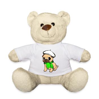 Beige Beret Mops - Teddy - Weiß - Vorne