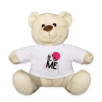 Abstract Line Design, IT'S ME, Woman with flowers - Teddy Bear - white - Front
