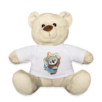 Mignon koala avec écharpe et chapeau à pompon. - Nounours - blanc - Devant