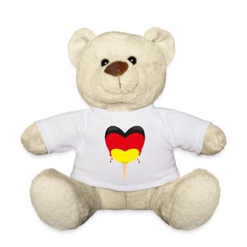 Deutschlandfahne mit Herz und Eis. - Teddy - Weiß - Vorne