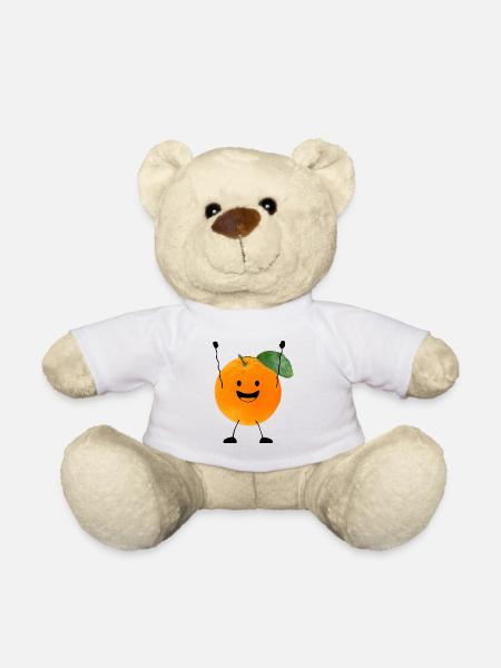 orange mit gesicht - Teddy - Weiß