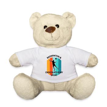 Badminton Federball Badmintonspieler Schokolade - Teddy - Weiß - Vorne