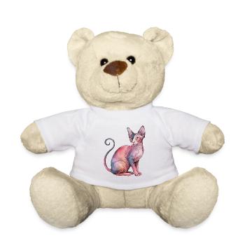 Sphynx Katze für Katzenliebhaber - Teddy - Weiß - Vorne