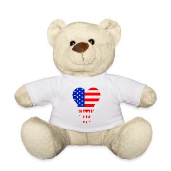 Red Blue American Flag Heart - Teddy Bear - white - Front