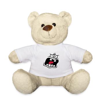 Visage de bande dessinée anxieux - Nounours - blanc - Devant