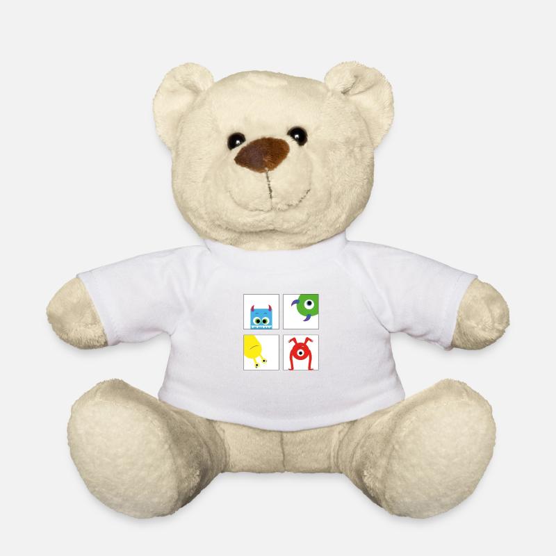 monstres rigolos colorés - Nounours - blanc