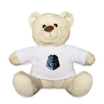 Un beau lion dessiné en noir et bleu - Nounours - blanc - Devant