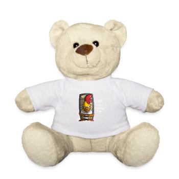 Cute but Psycho, Huhn in Zwangsjacke, Geschenkidee - Teddy - Weiß - Vorne