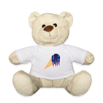 Crème glacée fraîche des années 80 style vacances rétro colorées - Nounours - blanc - Devant