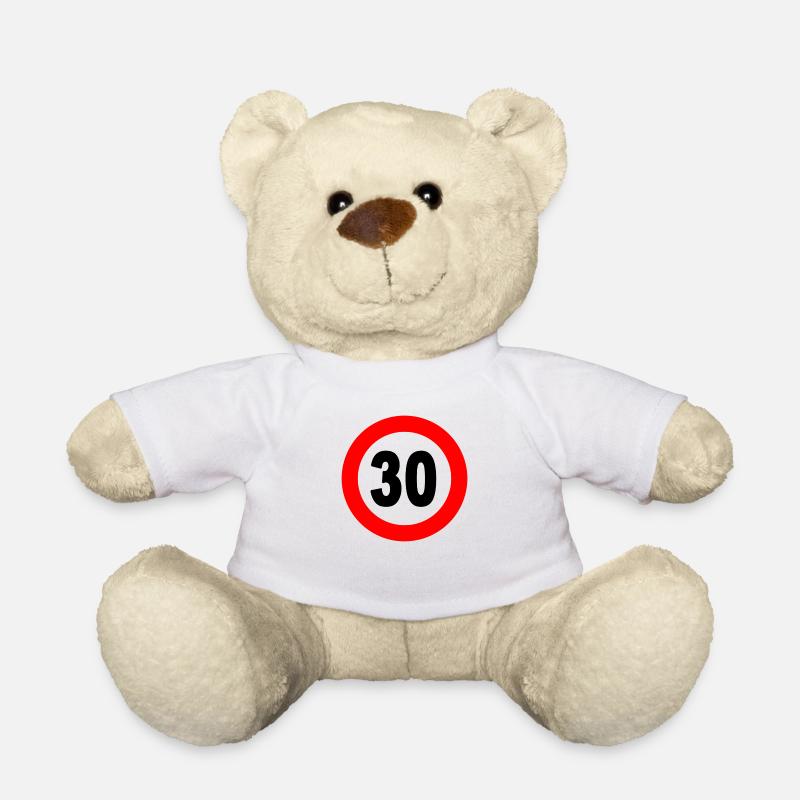 Road sign 30 - Teddy Bear - white