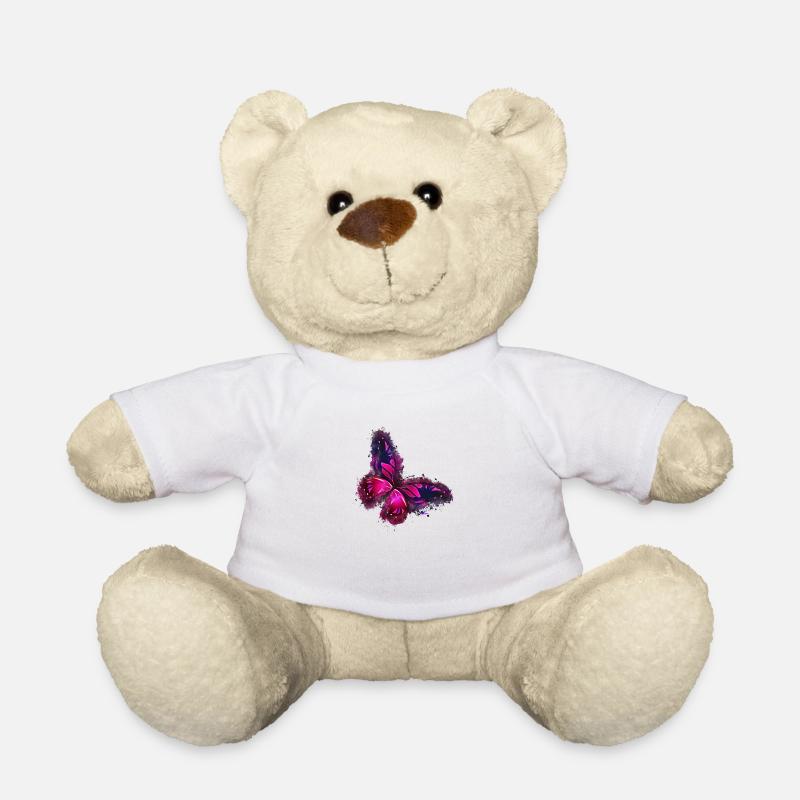 Butterfly Pink bright glowing - Teddy Bear - white