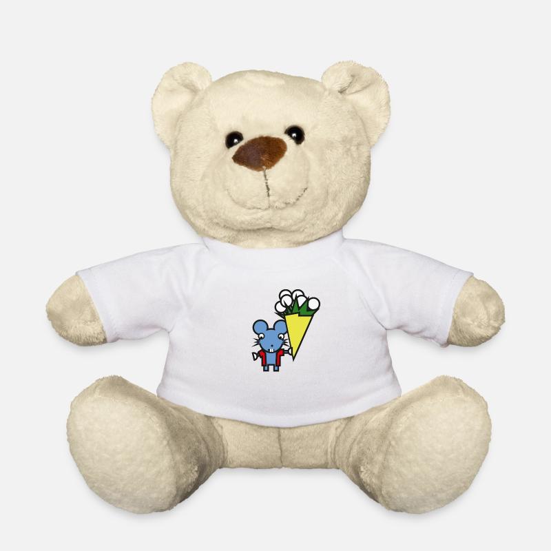 cute mouse bouquet flowers gift - Teddy Bear - white