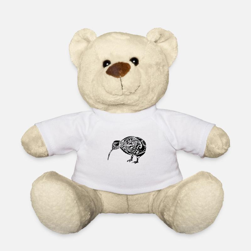 Maori Kiwi Bird Black - Gift Idea - Teddy Bear - white