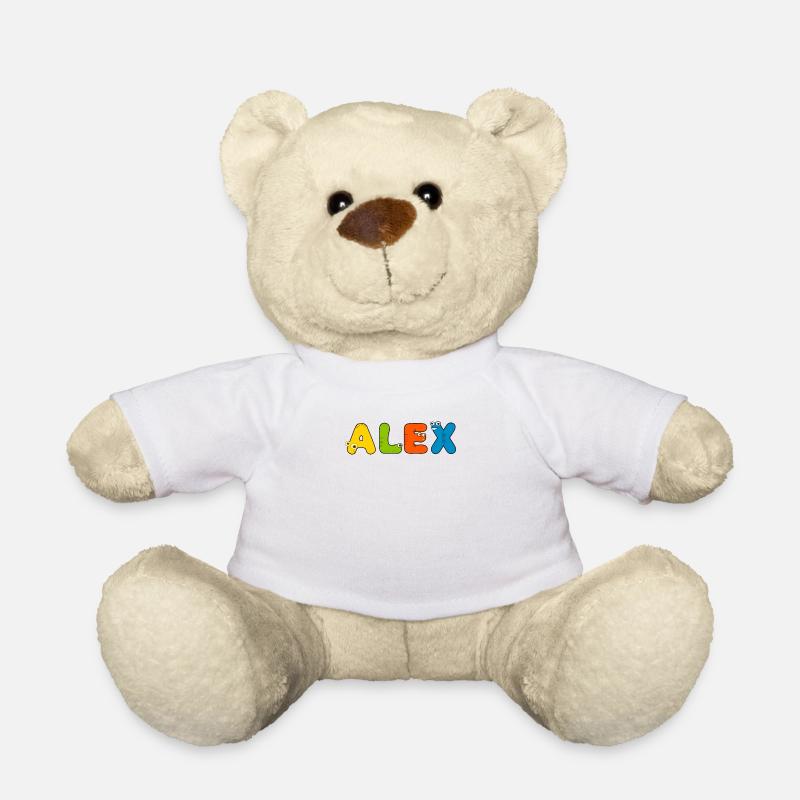 Alex first name name cute cartoon font gift - Teddy Bear - white