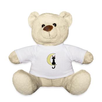 Chat assis sur une lune - Nounours - blanc - Devant