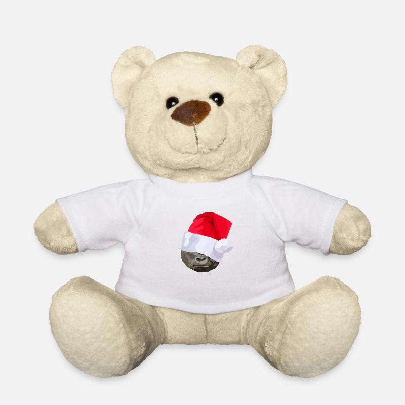 Gorilla mit Weihnachtsmütze, Weihnachtsgeschenk - Teddy - Weiß