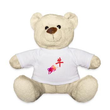 Chinese zodiac sign buffalo Low Poly Art - Teddy Bear - white - Front