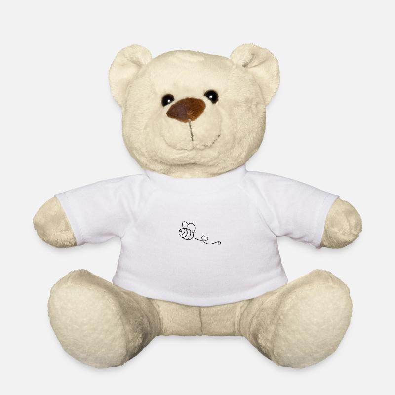 Cute black cartoon bee - Teddy Bear - white