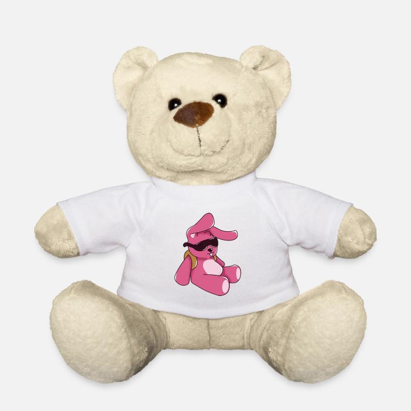 Lapin rose mignon de bande dessinée - Nounours - blanc