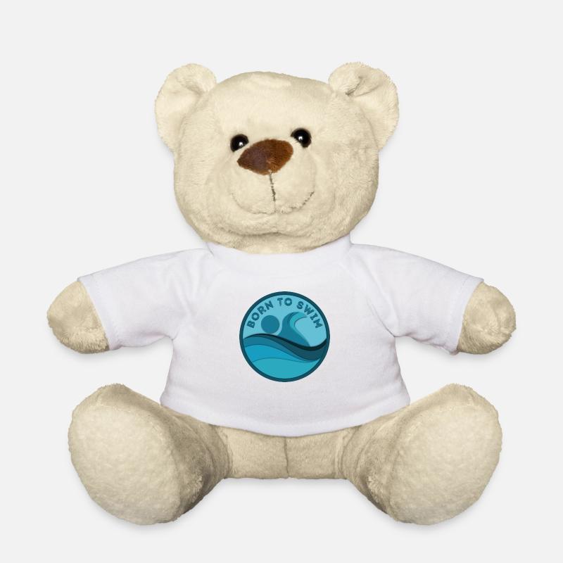 Born To Swim - Teddy Bear - white