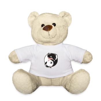 Yin Yang chat chien noir et blanc - idée cadeau - Nounours - blanc - Devant