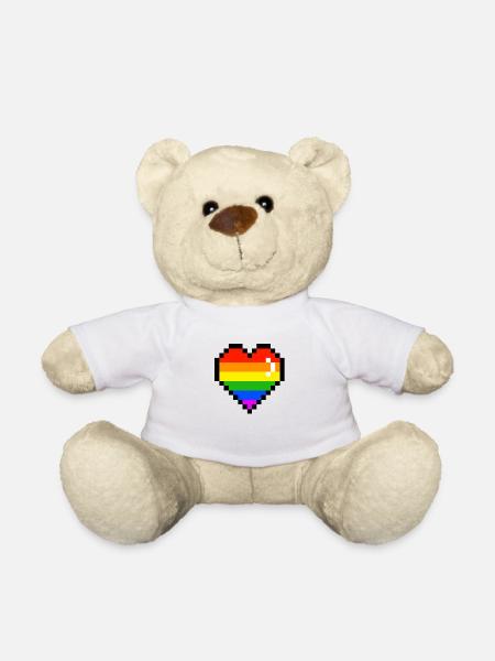 Heart rainbow - Teddy Bear - white