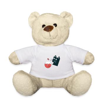 Chat avec poisson rouge - Nounours - blanc - Devant
