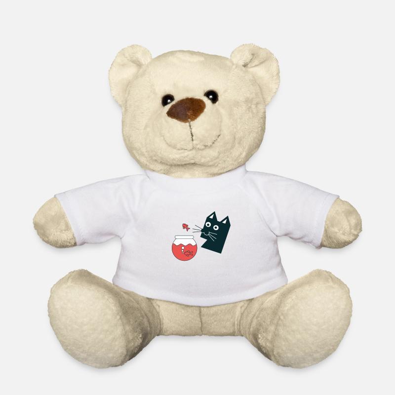 Katze mit Goldfisch - Teddy - Weiß