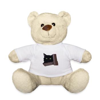 black cat - Teddy Bear - white - Front