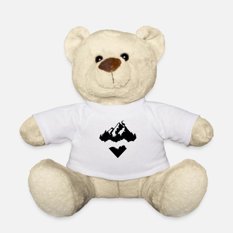 Berge, Wald und Steinbock - Teddy - Weiß
