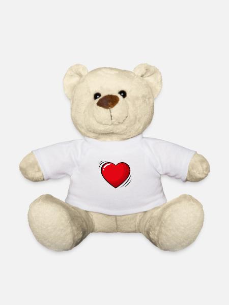 Big red heart - Teddy Bear - white