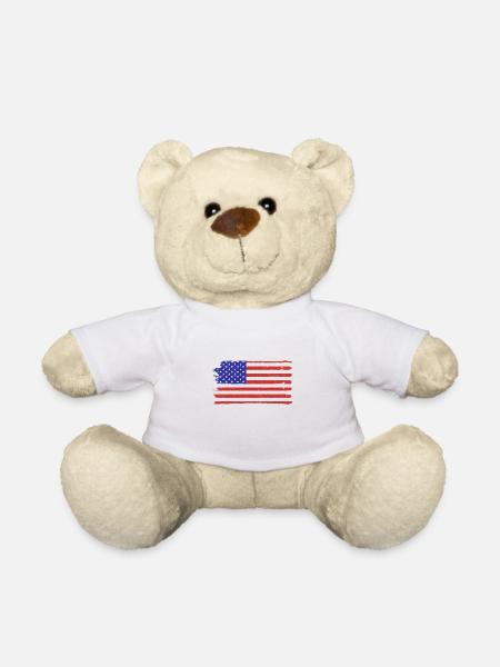 Drapeau américain des États-Unis en détresse - Nounours - blanc